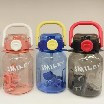 Portable outdoor sports color-blocking space cups, anti-drop water bottles, cross-border wholesale transparent water cups full figure