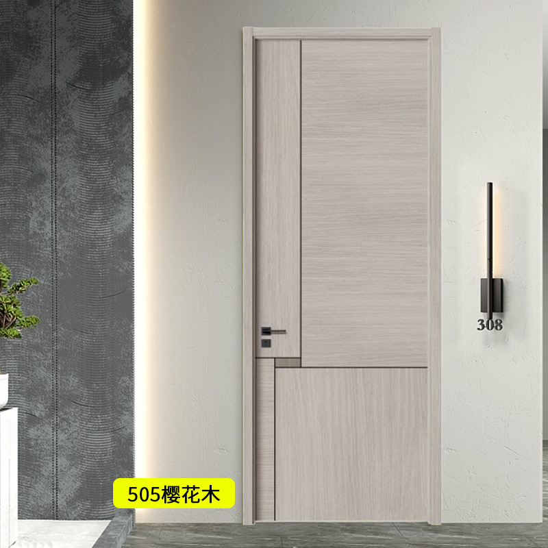 Manufacturers Solid Wood Bedroom Door Set Of Room Door Composite Carbon Crystal Facade Paint Light Luxury Door Simple Light Luxury Wholesale Set details Picture