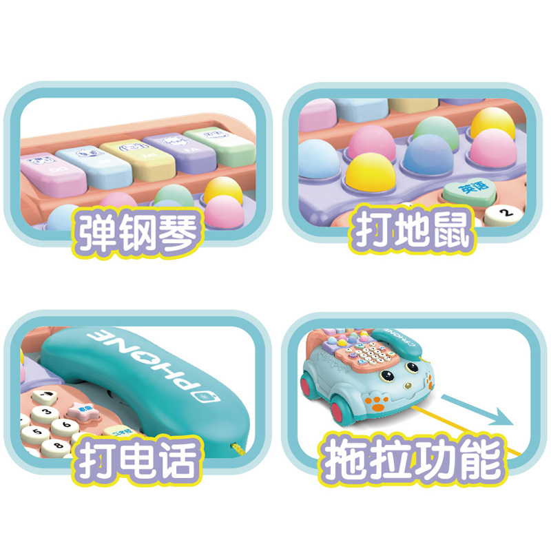 New fun multi-functional hand-patted double-drum toys for boys and girls, children, parent-child interactive role-playing piano story machine toys Specification image