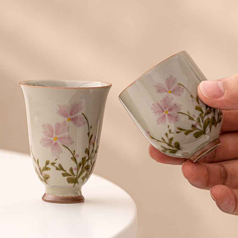 Herb grey small Daisy Smelling cup Master cup kung fu tea set ceramic tea cup sample tea cup home water cup single cup Specification drawing