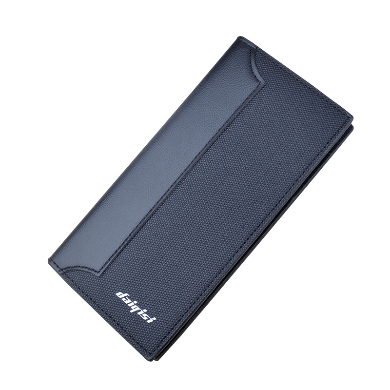 New Men's Wallet, Long Vertical Wallet, Fashionable Spliced Color-Blocking Soft Wallet, Multi-Slot Large Cash Holder, Suit Bag Item Picture