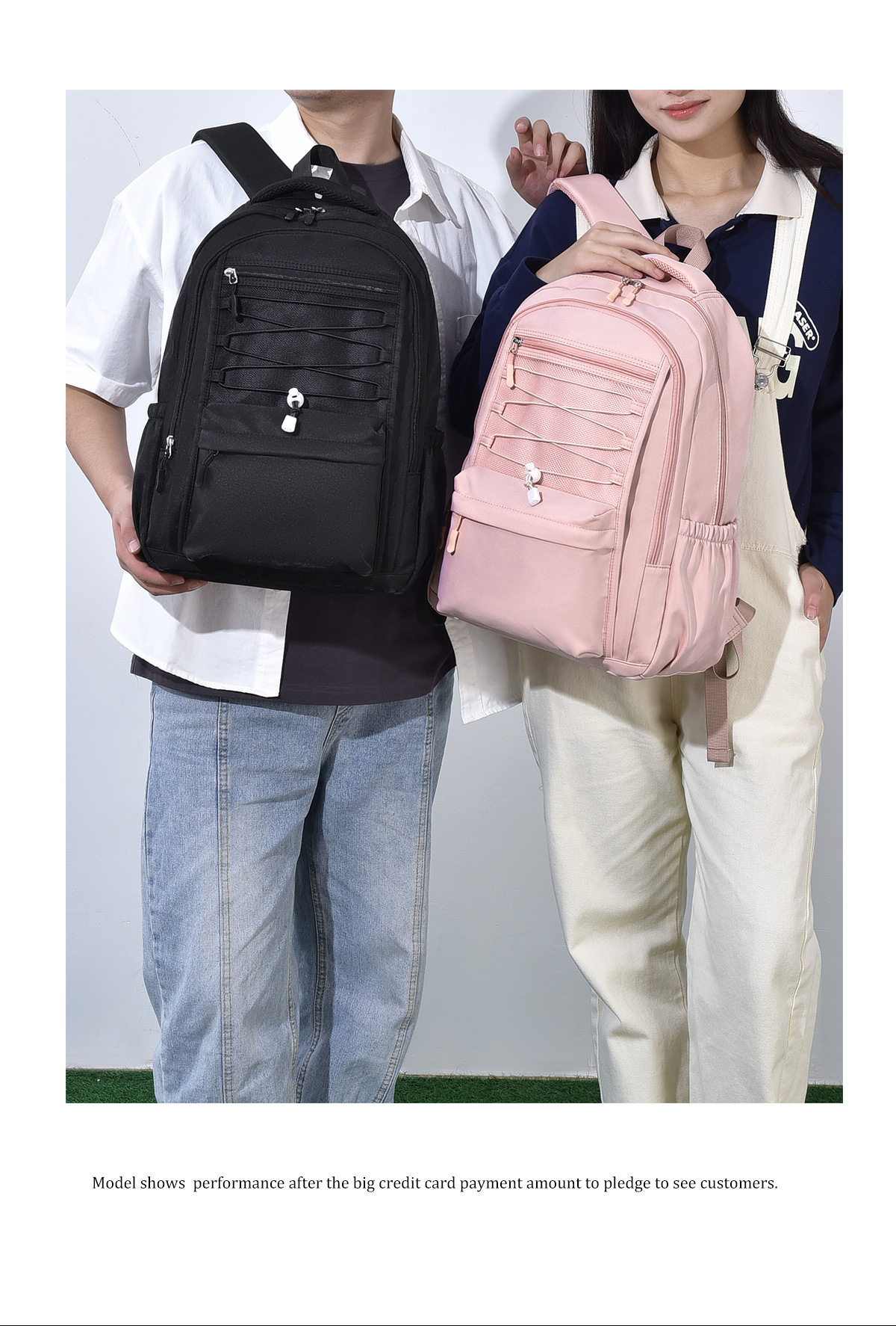 飞莎休闲简约学生书包男加厚蜂巢背包防泼水牛津布双肩包女可印lo详情19