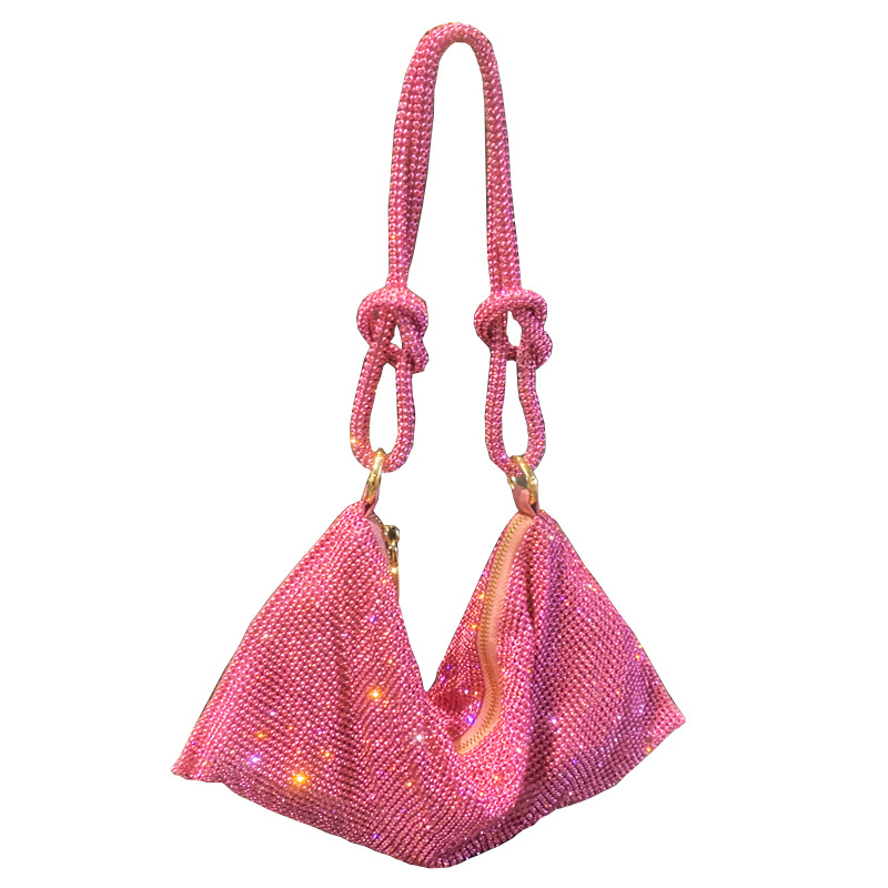 Cross-Border Women's Bag 2022 New Rhinestone Underarm Bag Set With Diamond Full Diamond Handbag Pink Bag Carrying Small Bag Women's Bag Item Picture