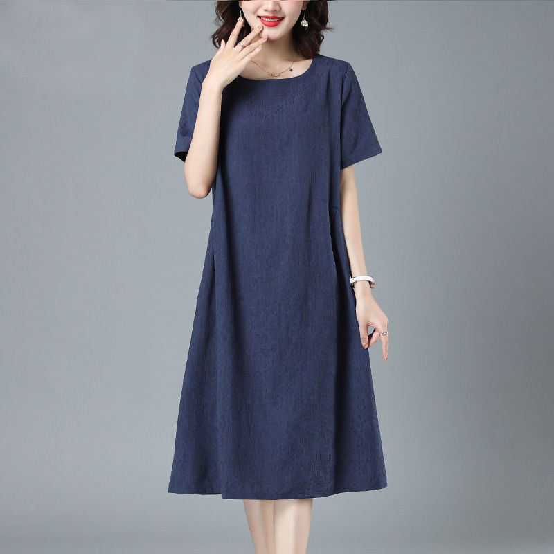 Mom's summer cotton and linen dress 2023 new style for middle-aged and elderly women's wear, slimming, stylish, casual and elegant dress Application Scenario