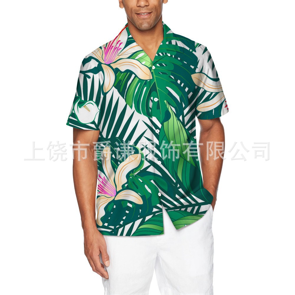 Cross-border foreign trade men's Hawaiian shirt, European-sized 3d printed beach shirt, cardigan, fashionable short-sleeved top. Here are the pictures Item Picture