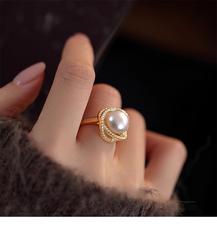 玫瑰花天然淡水珍珠戒指轻奢高级感新中式小众开口手饰品指环批发详情9