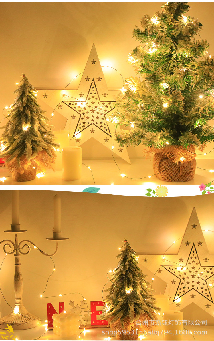 Green wire copper wire Christmas tree light string, remote control firecracker light flower, green plant, rattan, starry sky, courtyard decorative light pic 6