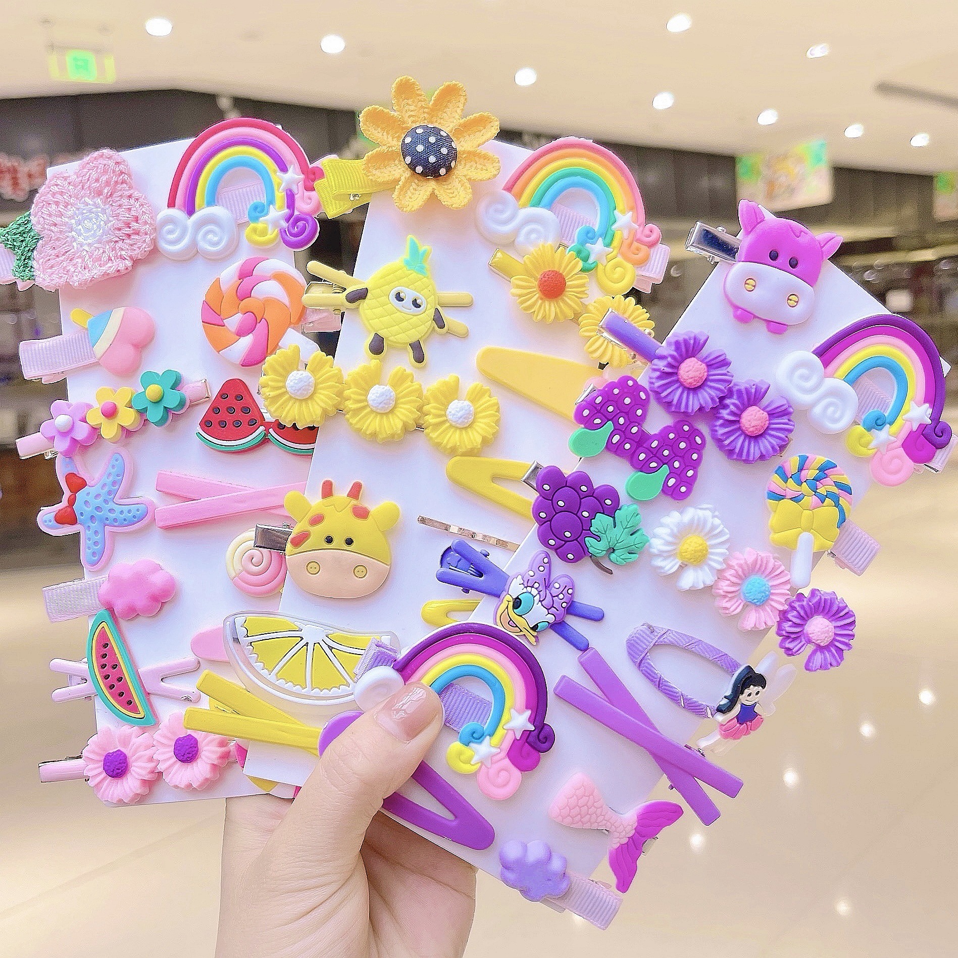 Korean Children's Hair Clip Side Clip Mesh Red Color Hair Card Cute Princess Candy Color Hair Accessories Baby Clip Headdress Specification drawing