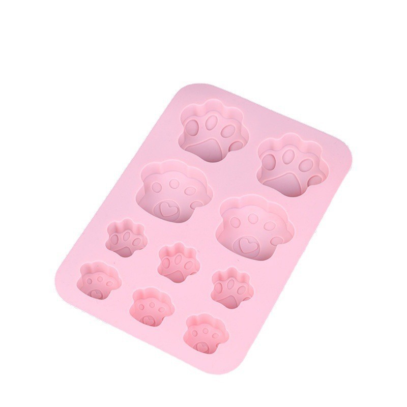 10-piece dog footprint silicone cake mold, cat paw handmade soap mold, cold-made soap, baby food candle mold, and epoxy resin mold Item Picture