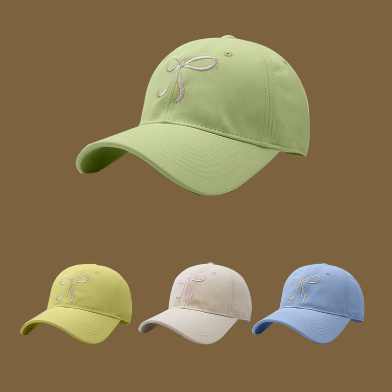 South Korean Version Of The New Bow Embroidery Cap Women's Summer Sun Sunscreen Soft Top Baseball Cap Show Face Small Hat Tide
