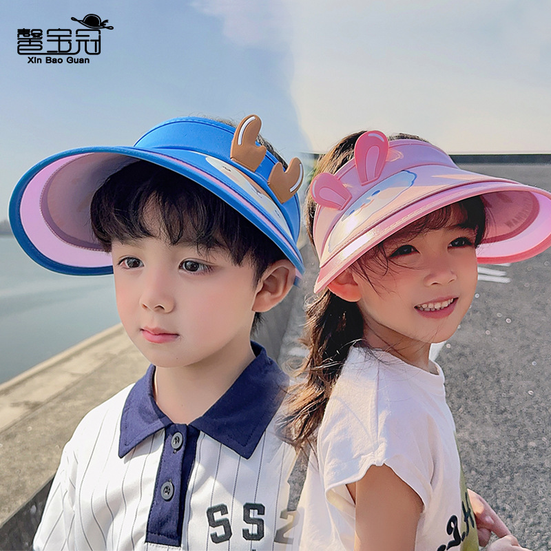 1053儿童帽子夏季带风扇遮阳帽男女宝宝太阳帽卡通可爱防晒空顶帽详情图2