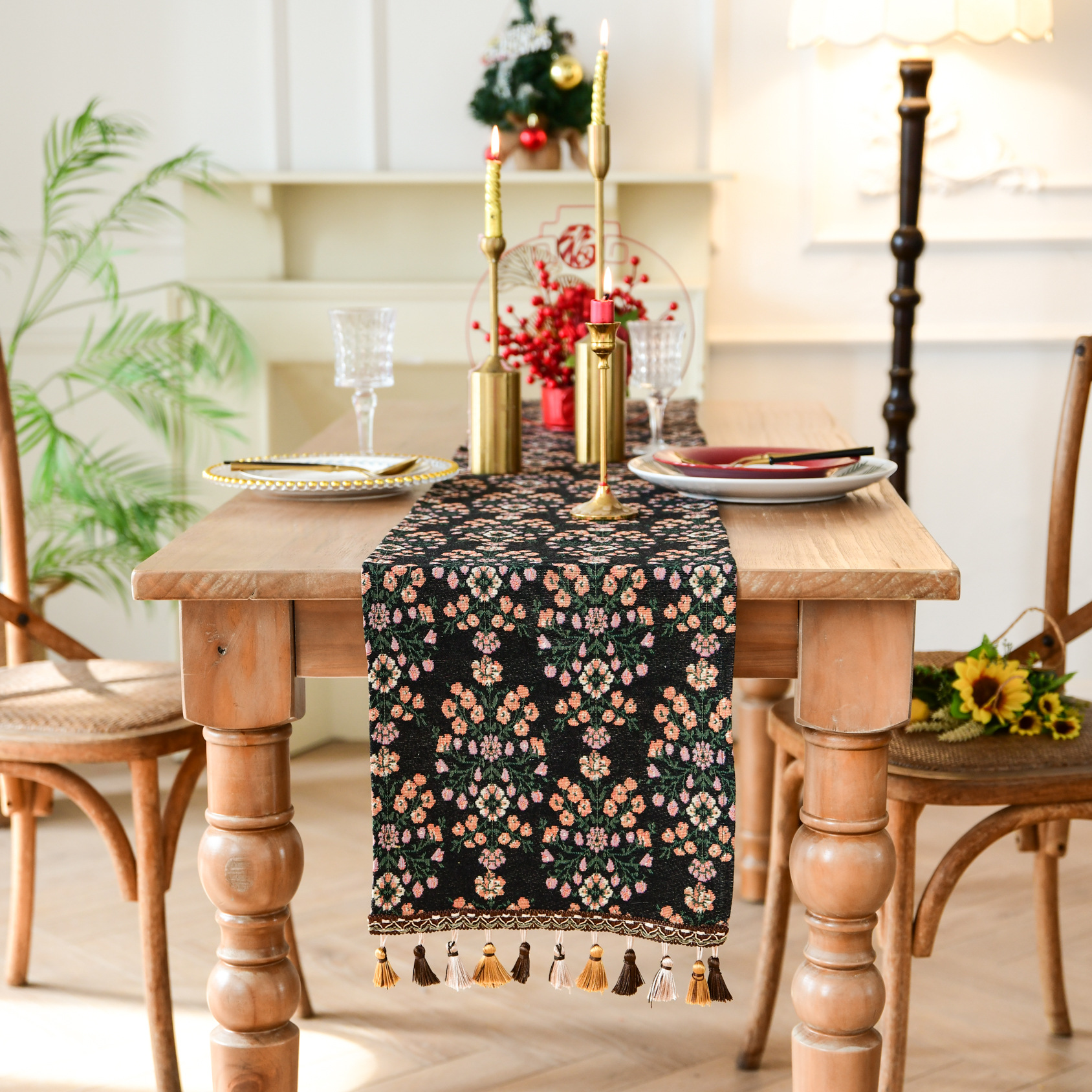 New Bohemian ethnic style heat insulation and anti-scald long strip Suzhou table flag Tea Flag TV cabinet cover wholesale from the manufacturer pic 153