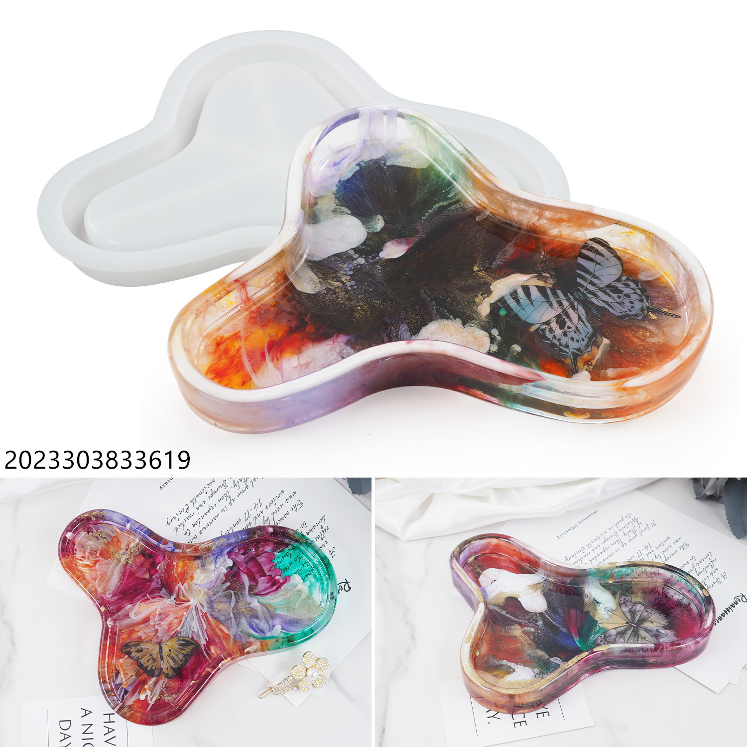 diy水晶滴胶环氧树脂不规则托盘垫子茶杯托镜面硅胶模具