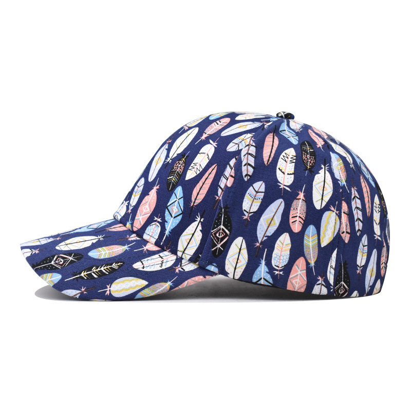 Cross-Border Pure Cotton Personalized Printed Leaf Pattern Baseball Cap Outdoor Everything Personalized Printed Cap Specification drawing