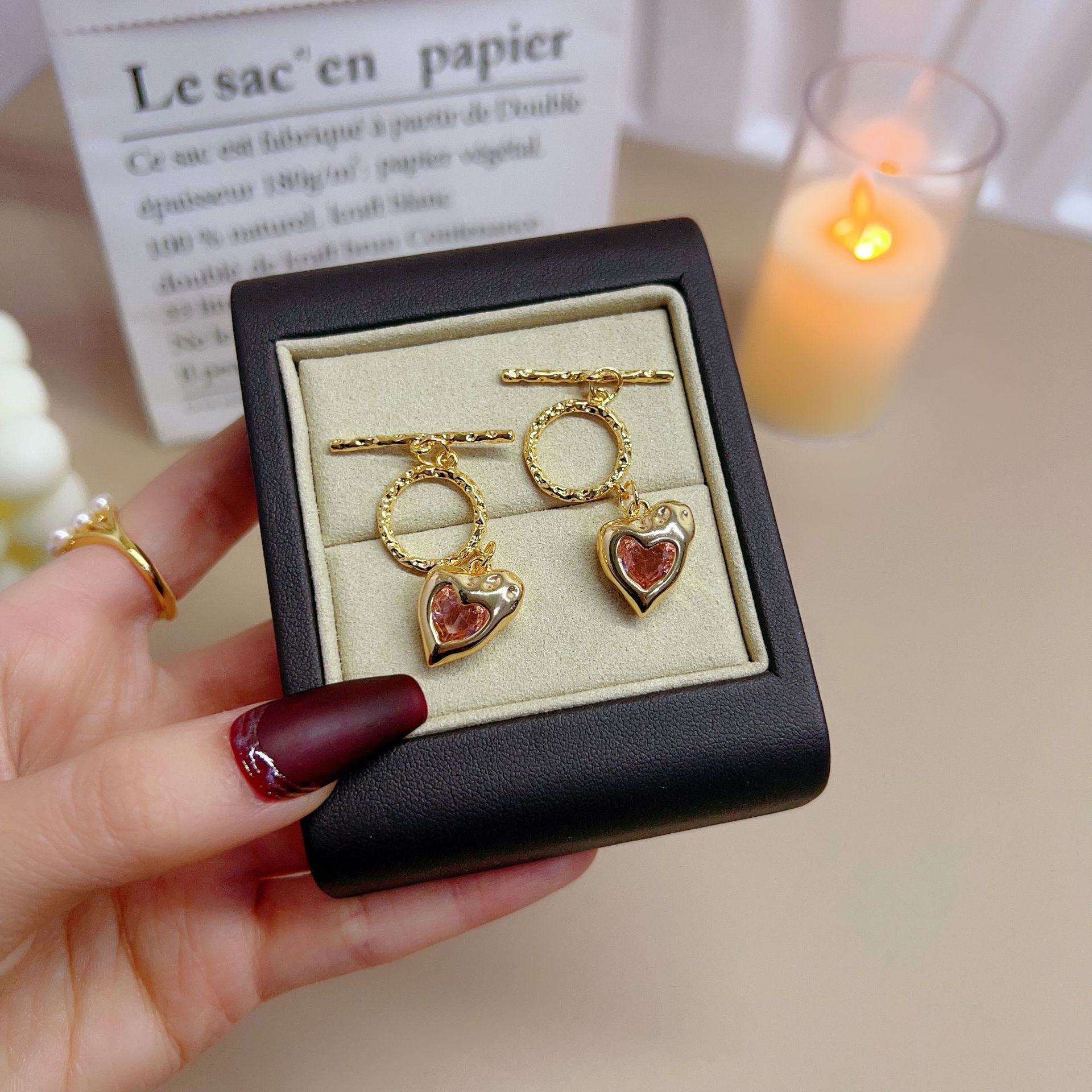 Pink heart OT buckle set, irregular snap pendant accessory, bracelet, necklace buckle, end buckle, DIY accessories details Picture