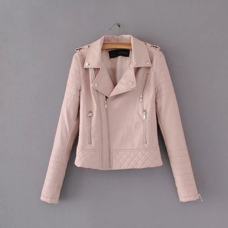 2022 Autumn and winter women's leather jacket, short jacket, zipper, casual quilted, trendy PU short jacket, fashionable motorcycle Application Scenario