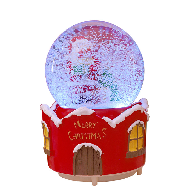 圣诞老人发光水晶球自动飘雪圣诞节送同学创意礼品八音盒桌面摆件（到店面议）详情图5