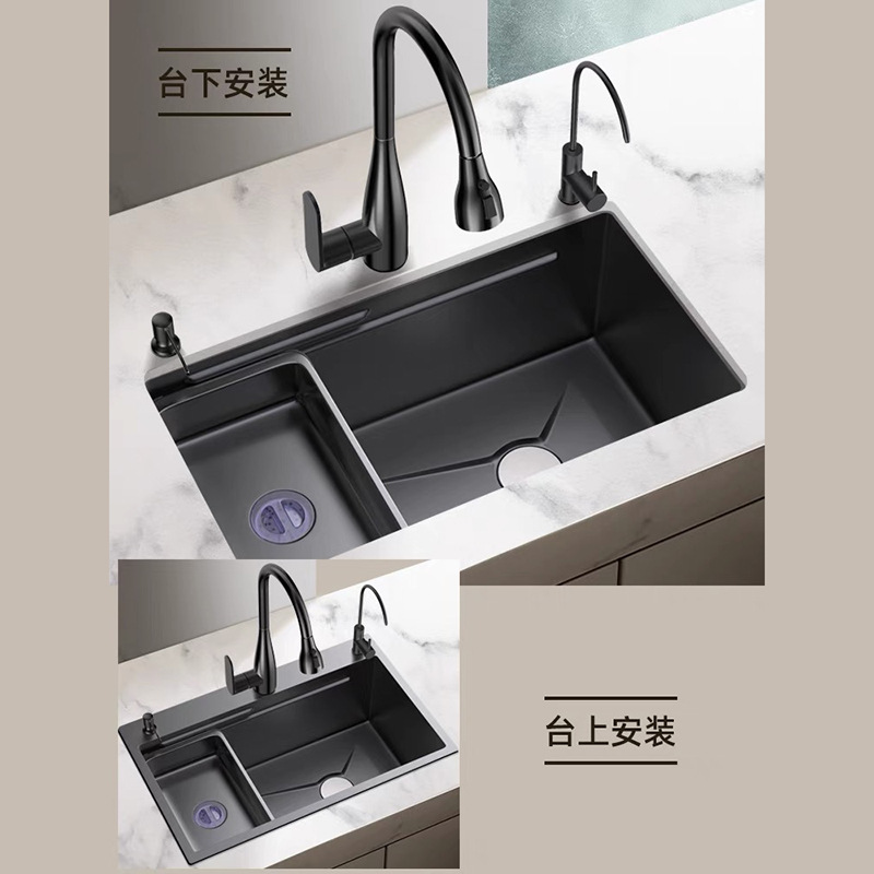 Sink Kitchen Large Single Sink Thickened 304 Stainless Steel Handmade Nano Dish Washing Basin Sink Specification drawing