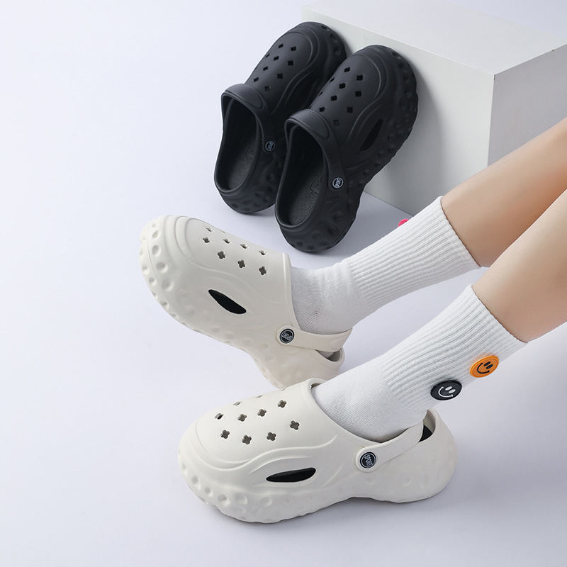 New Net Red Step On Poo Feeling Baotou Slippers Female Wear Crocs Summer Platform Increase Beach Sandals Male Wholesale Specification drawing