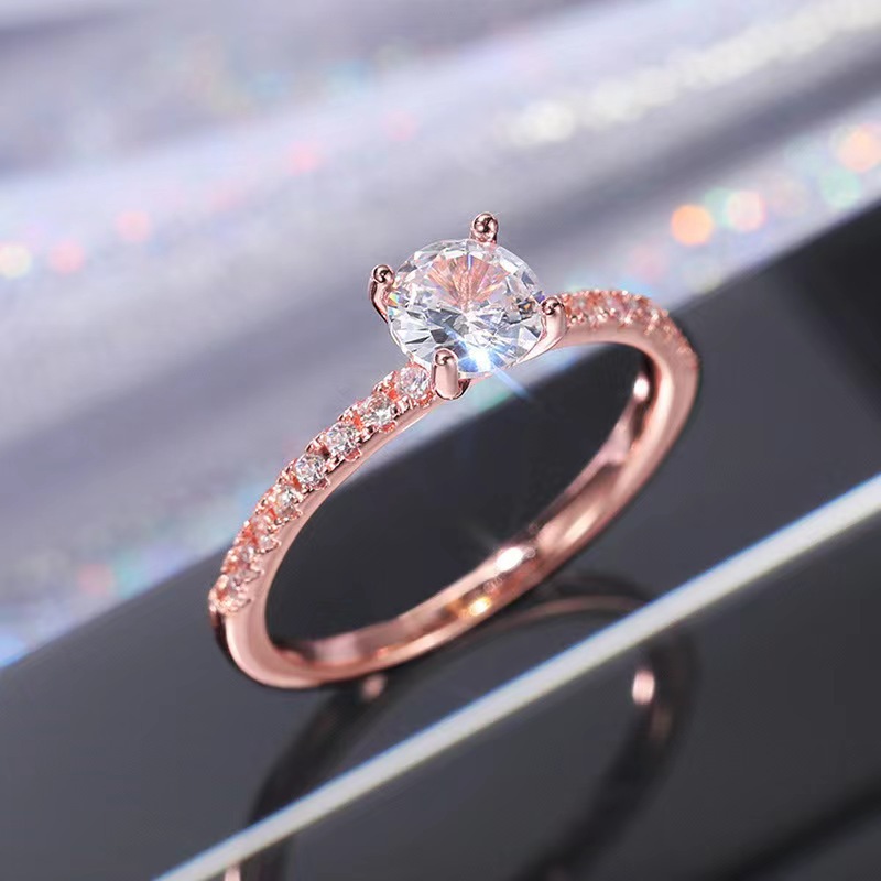 Yunjin deseo aliexpress transfronterizo venta caliente europa y américa simple plateado 925 simulación de plata anillo de diamante zircon anillo de boda Specification image