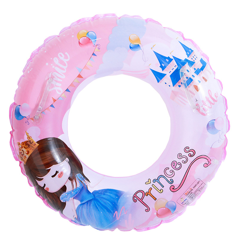 Children's swimming rings: Cartoon princess for girls, anti-rollover handle, anti-air leakage, thickened inflatable underarm swimming rings for boys Item Picture