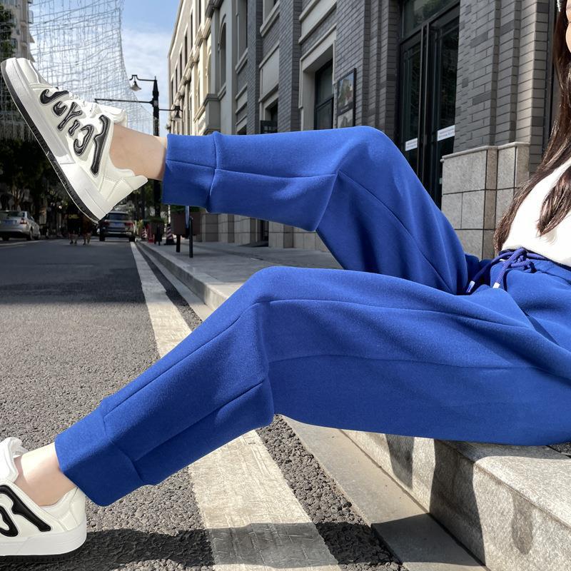 Windproof pants for women, new autumn and winter thickened casual pants, outdoor loose straight-leg sport pants, elastic belt pocket women's pants Specification image