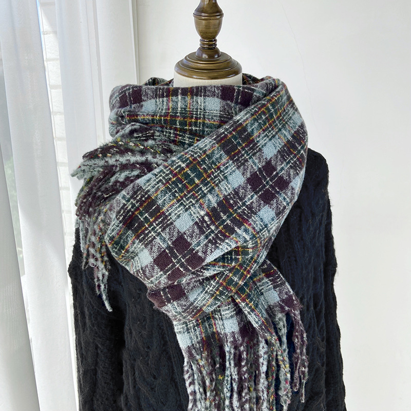 格子围巾女高级感情侣加厚披肩韩版仿羊绒学生美拉德百搭保暖围脖