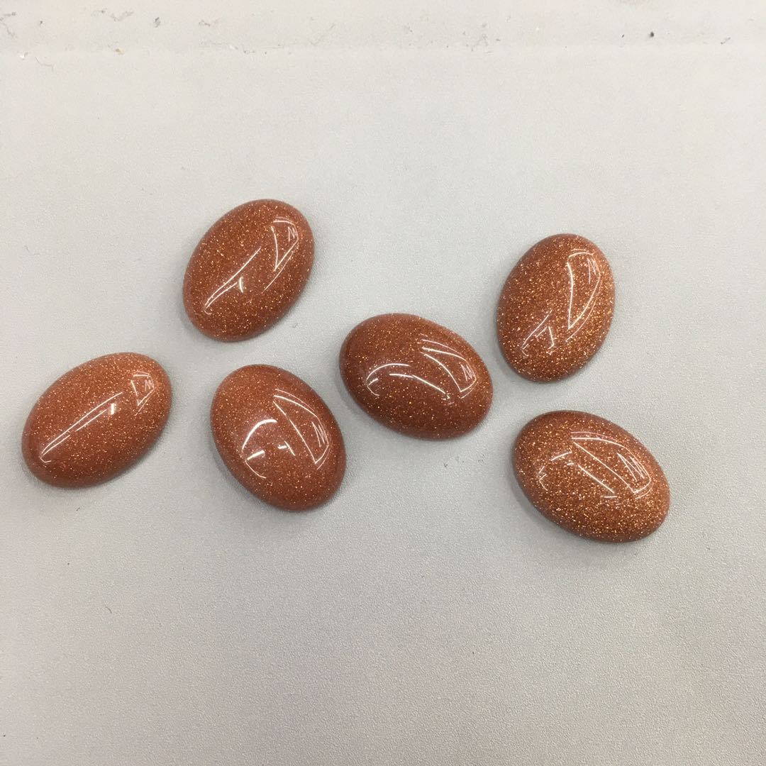 Cross-border best-selling new gold sand stone egg-shaped ring face, European and American fashionable agate bare stone pendant handicraft wholesale accessories