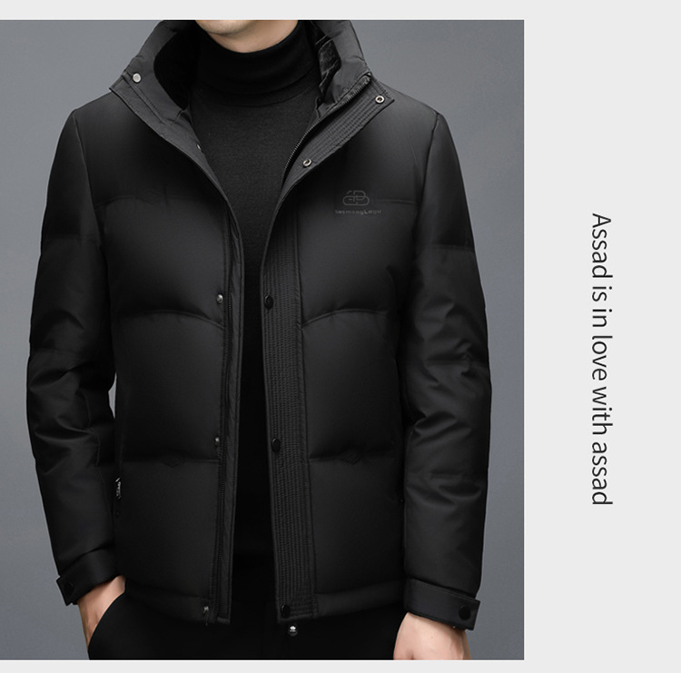 The new hooded down jacket for men in winter is warm and thick. The white duck down casual business jacket for middle-aged dads is trendy pic 16