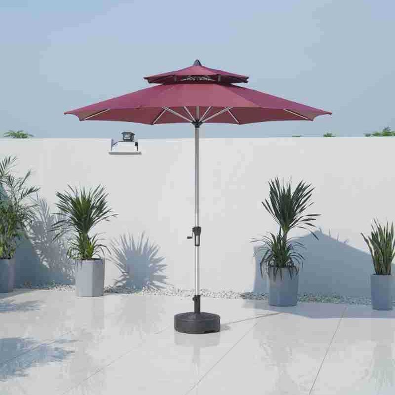 Outdoor 2.7-meter sun umbrella, shade umbrella, mid-pole umbrella, courtyard umbrella, single top, double top details Picture