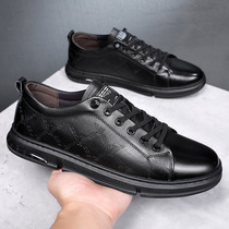European station men's shoes autumn leather men's board shoes tide brand first layer cowhide printed casual shoes men