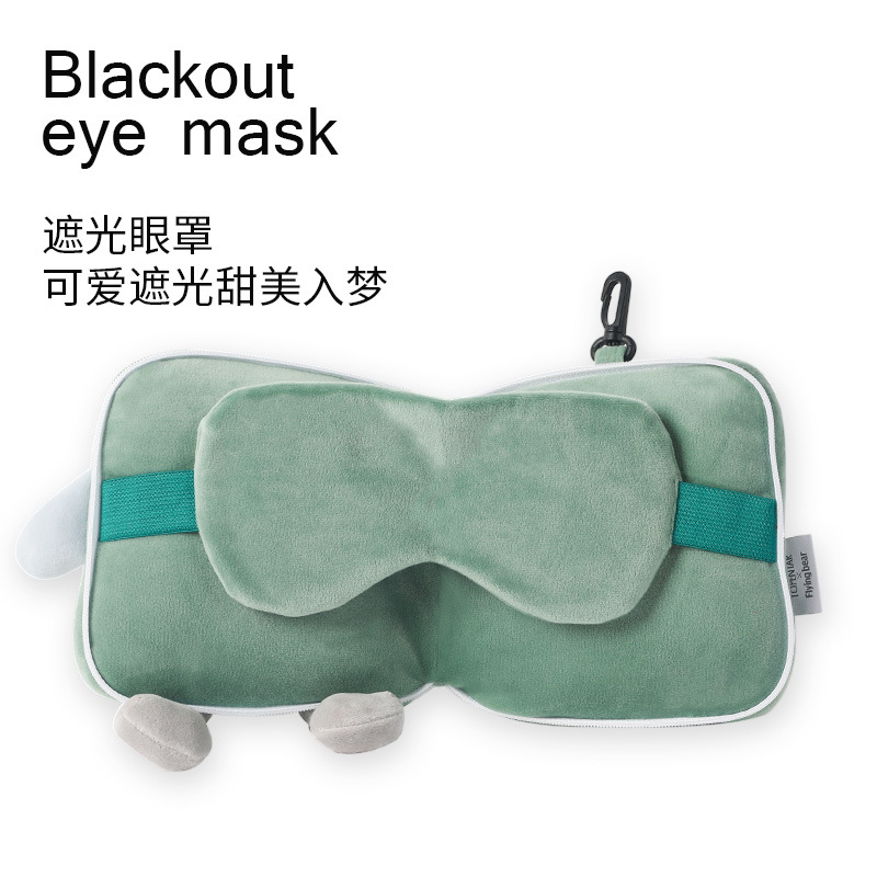 The cartoon eye mask bag can store eye masks, and the U-shaped pillow is portable for travel. It can be hung on a suitcase and used as a neck pillow for multiple functions Application Scenario