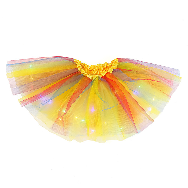 Children's rainbow print light tutu skirt with light gauze skirt LED light Shampan skirt Application Scenario