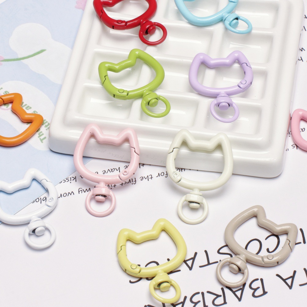 彩色锌合金猫头弹簧扣diy饰品配件手工材料百搭包包玩偶钥匙扣详情7