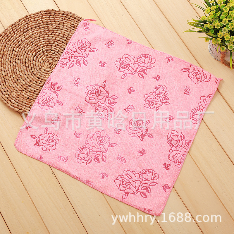 【 Chi Jia 】 Thickened and enlarged 40*40CM household cleaning cloth, rose rose pressure ironing kitchen grease towel Specification image