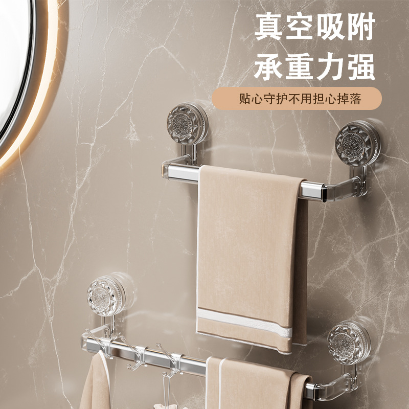 Threaded suction cup towel hanging rack, bathroom, light luxury home, non-drilling wall-mounted towel, hair dryer storage rack wholesale Application Scenario