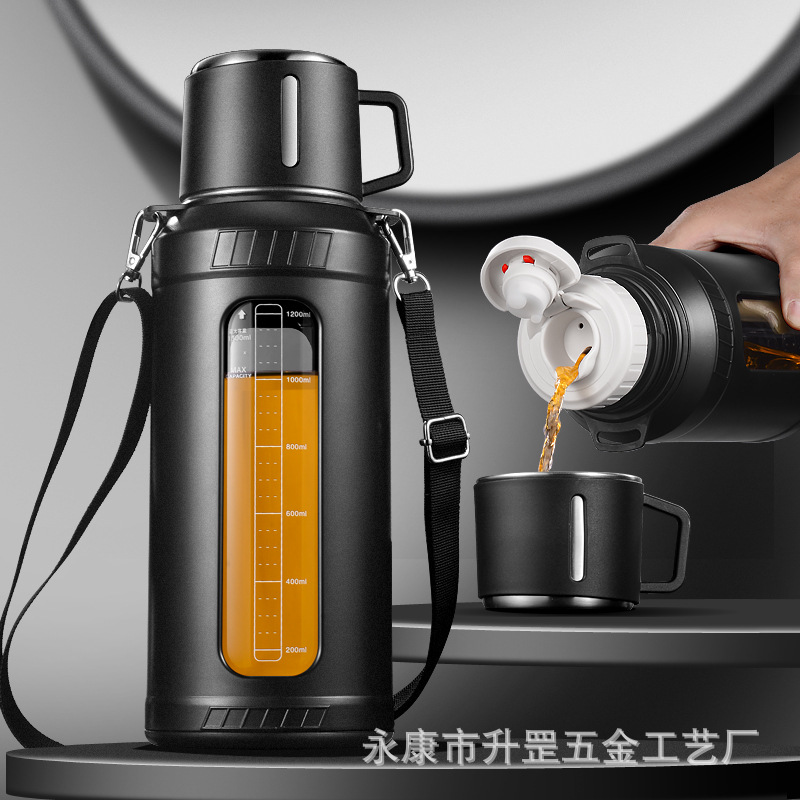 塑玻大容量玻璃杯耐高温泡茶杯2000ml便携防摔保温水杯子带盖批发