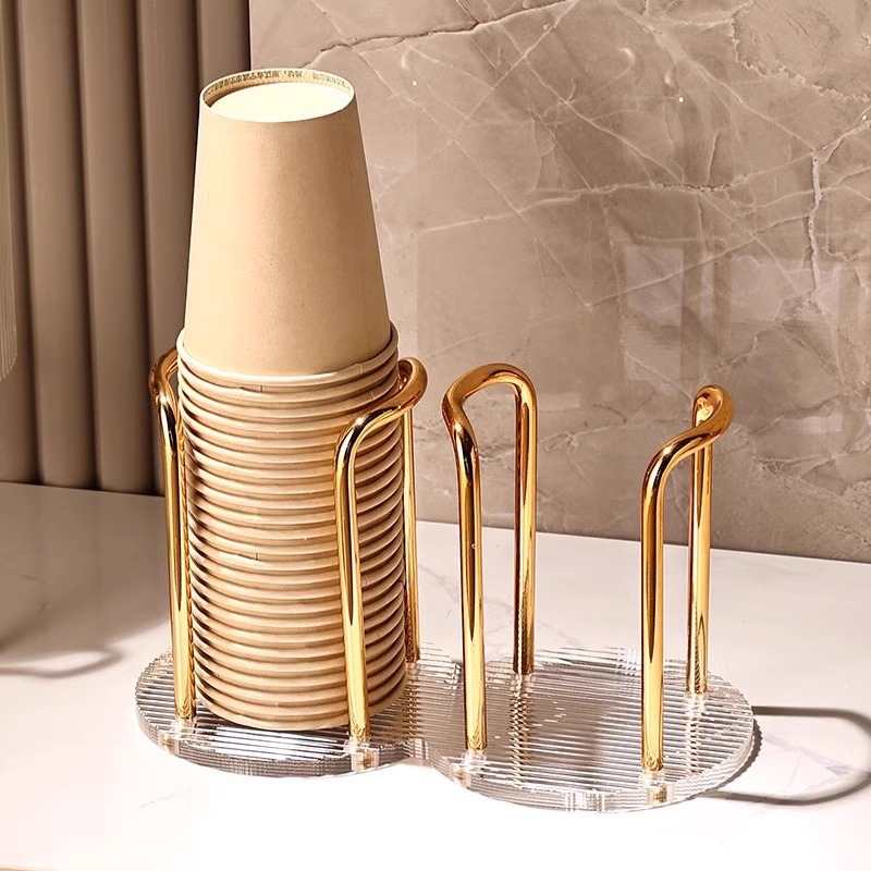 Light Luxury Paper Cup Holder Disposable Cup Remover Acrylic Cup Storage Rack Household Coffee Cup Holder Specification drawing