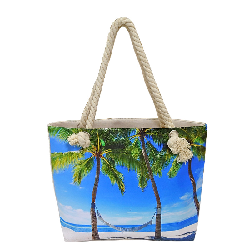 Canvas Beach Bag Women's Tote Bag With Bottom, No Side Shoulder Sports Tote Large Capacity Canvas Bag Item Picture