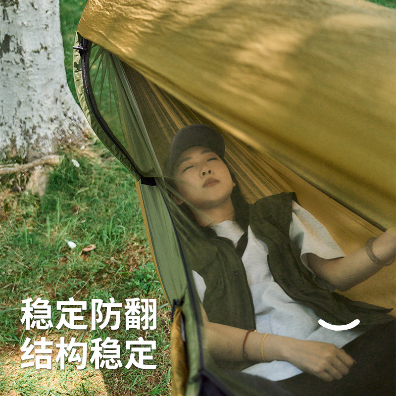 Outdoor camping and leisure mosquito repellent hammock cross-border bestseller Swing automatic quick-opening mosquito net hammock single and double person Application Scenario