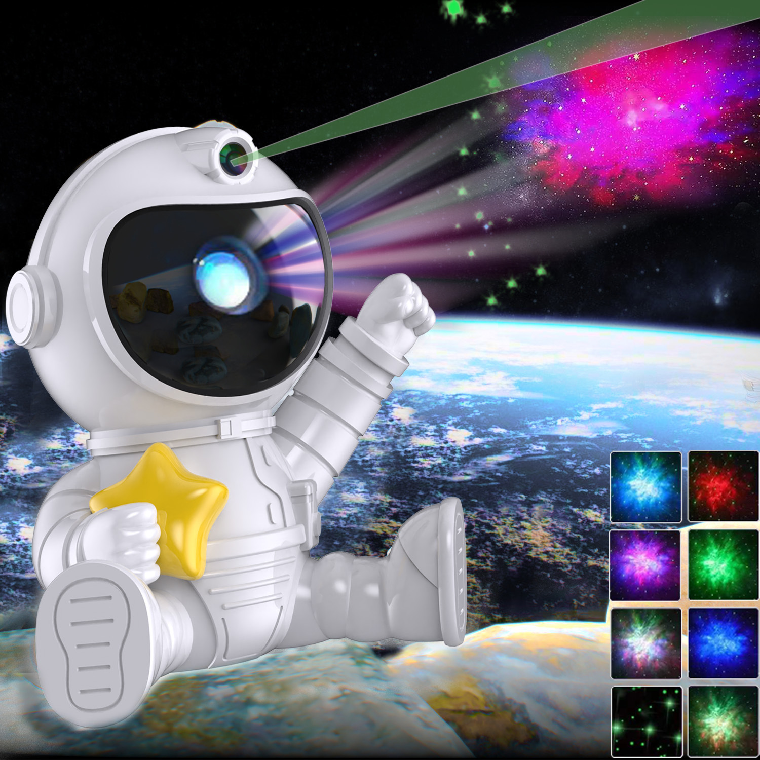 New astronaut starry sky light projection lamp Romantic gift atmosphere Astronaut projection night light bedroom decoration Specification drawing