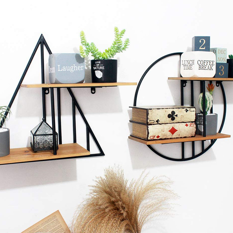 Wall-mounted floating rack for living room, bathroom and kitchen decoration, round wall rack, metal bracket, storage rack and shelving rack details Picture