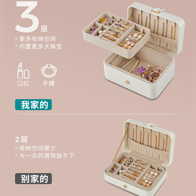 多层大容量天鹅绒首饰盒耳环项链饰品收纳盒多色珠宝收纳展示盒子详情图4
