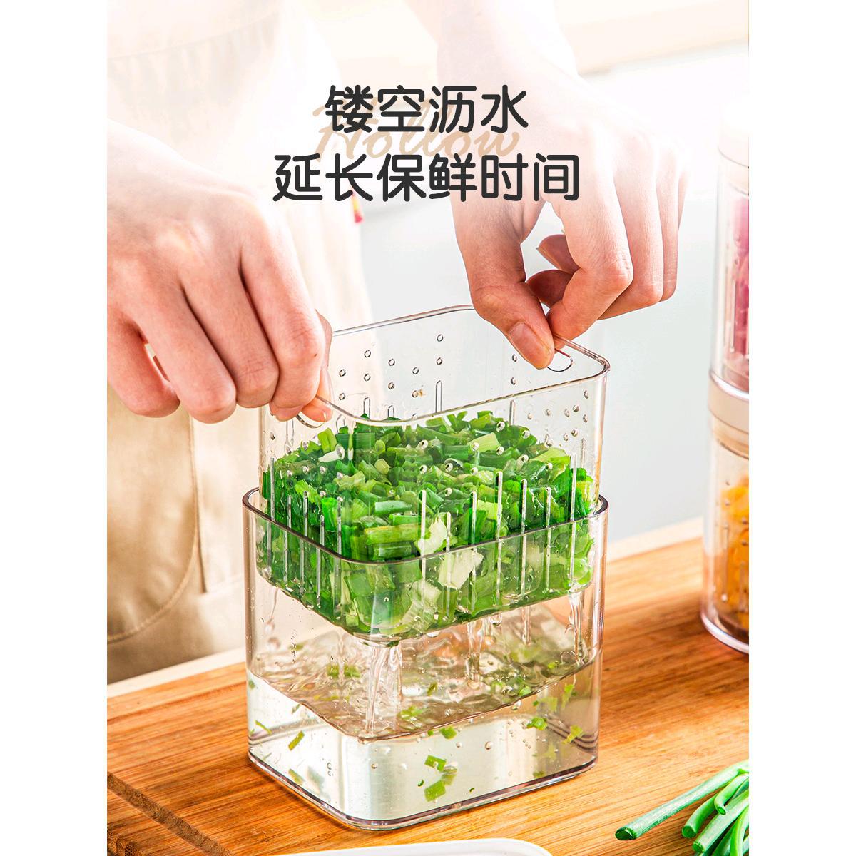 冰箱葱花收纳盒葱姜蒜沥水保鲜盒厨房密封蔬菜食品塑料整理箱神器图