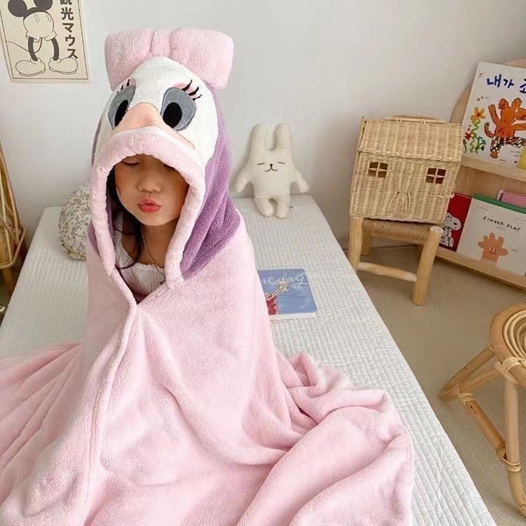Manufacturers Wholesale Children's Shower Skirt Hooded Coral Velvet Cloak Cloak Bathrobe Lovely Soft Absorbent Beach Towel Towel