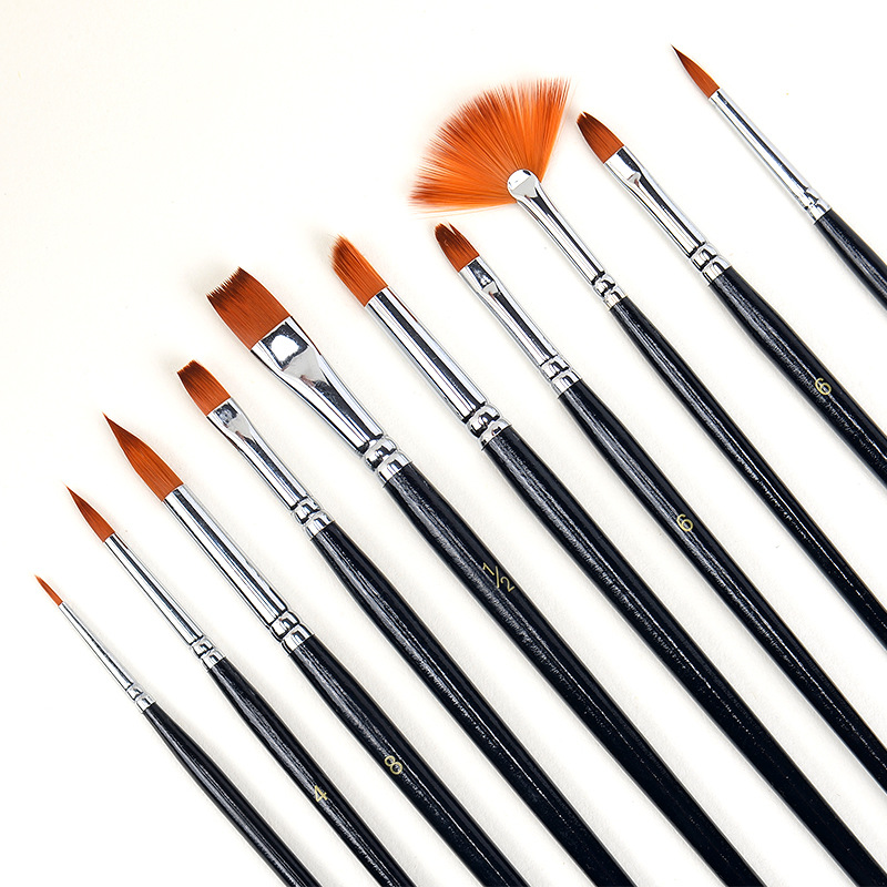 Cross-border 12-tube watercolor, gouache, acrylic oil paint brush, multi-functional nylon brush painting set details Picture