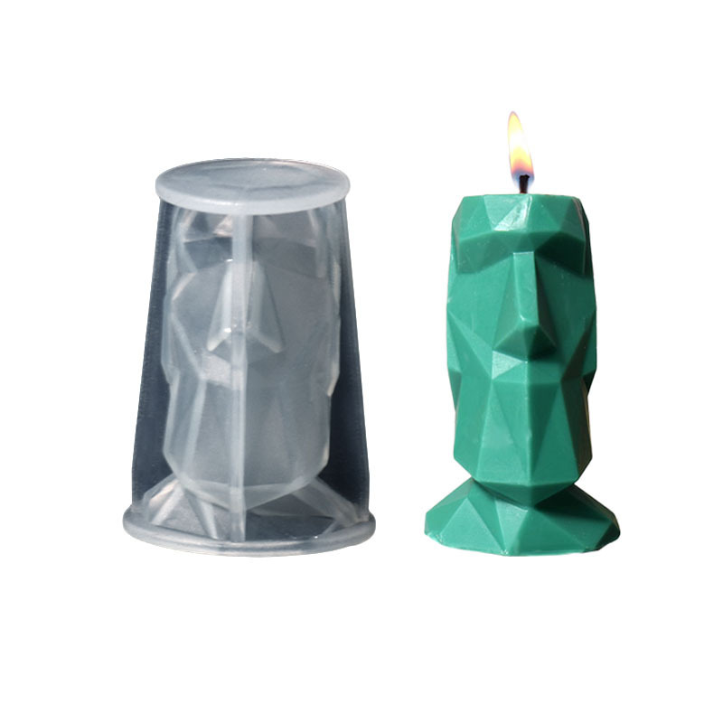 diy Easter Island Giant resin mold Cut surface Abstract human face scented candle silicone mold Application Scenario