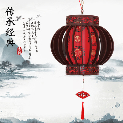 Solid wood rotating lanterns for living room, balcony and tea house decoration, imitation classical electric lanterns, Chinese-style chandeliers, wooden palace lanterns