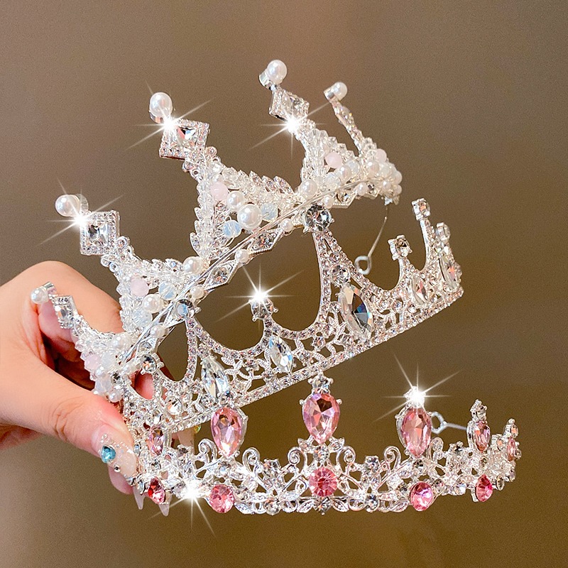 Children's crowns, birthday hair bands, girls' crystal hair accessories, gifts, elegant princess headwear, dressing hair accessories, hair bands, crowns