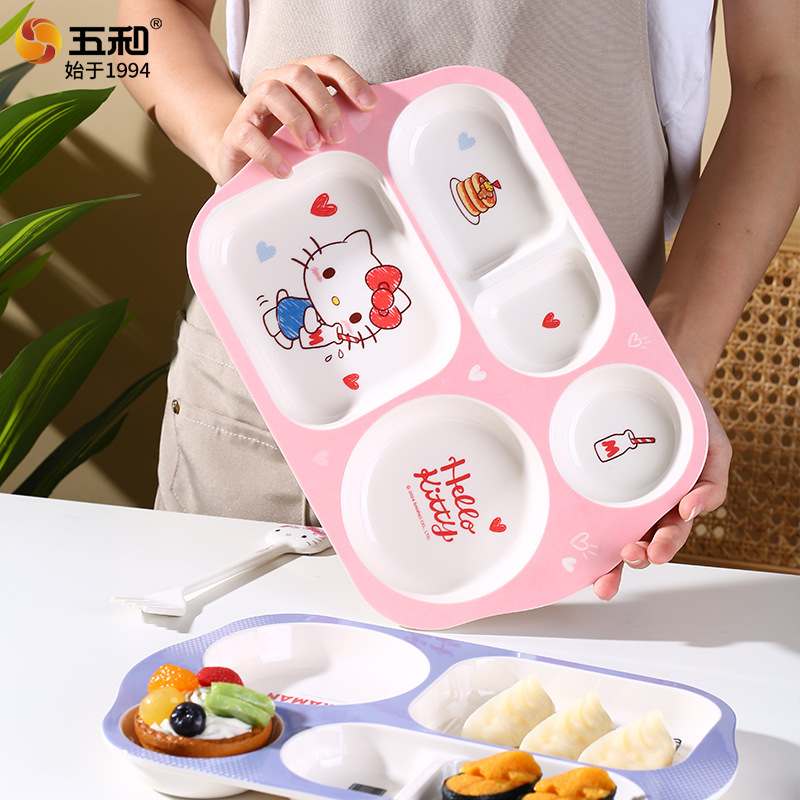 Children's cartoon tableware, food-grade household anti-drop, cute boys' and girls' creative compartments, wholesale in stock Application Scenario